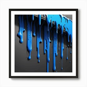 Blue Dripping Paint Póster