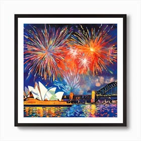 Sydney Fireworks Art Print