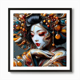 Japan Traditional Geisha Illustration By Ad 128 Art Print