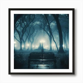 Dark Park At Night Art Print