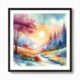 Watercolor Landscape Painting 52 Art Print