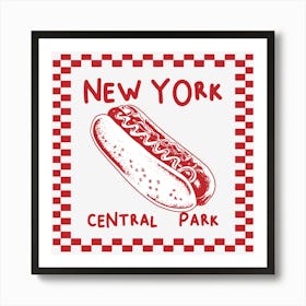 New York Central Park Hot Dog | Red and White Kitchen Wall Art 1 Art Print