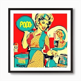 Vintage Housewife Retro 70s 50s Home Pop Art Print Drawing Zvcdv0ep Upscaled Art Print