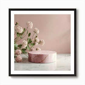 Pink Marble Cake Stand Art Print
