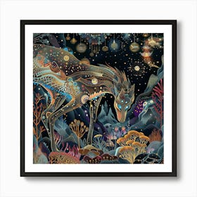 Deer In The Night Art Print