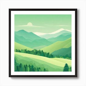 Misty mountains background in green tone 214 Art Print