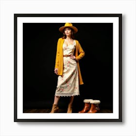 Woman In A Yellow Dress 1 Art Print