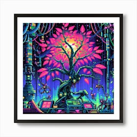 8-bit cybernetic jungle Art Print