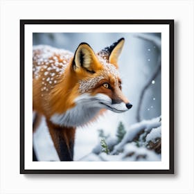 Fox In The Snow 12 Art Print