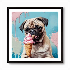 Pug Ice Cream Art Print