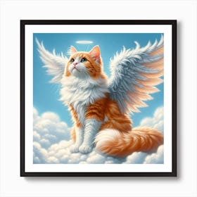 All Cat Go To Heaven 2/4 (pussy cat kitten felines fur baby lost angel wings) Art Print