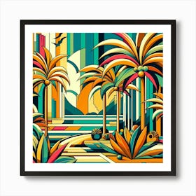 Tropical Landscape With Palm Trees 1 Art Print