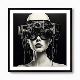 Woman With A Camera On Her Head Art Print