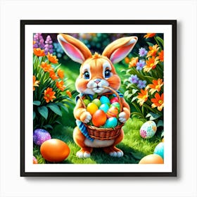 Easter Bunny With Basket 2 Art Print