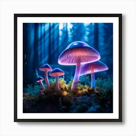 Glowing mushrooms Art Print