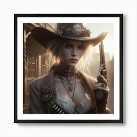 Girl In A Cowboy Hat Poster