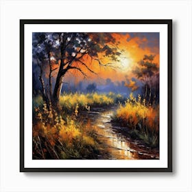 Sunset In The Forest 5 Art Print