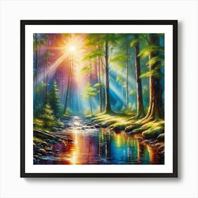 Rainbow In The Forest 1 Art Print