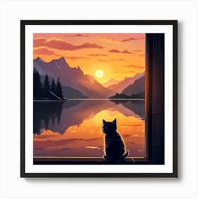 Cat Looking Out The Window Art Print