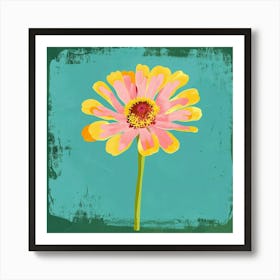 Zinnia Square Flower Illustration Art Print