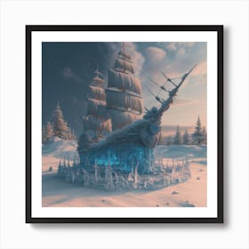 Beautiful ice sculpture in the shape of a sailing ship 16 Art Print