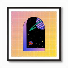 Space Window Square Art Print