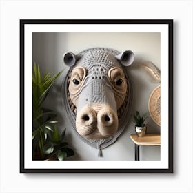 Hippo Head Bohemian Wall Art 1 Art Print