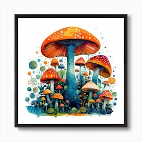 Mushrooms In The Forest 17 Art Print