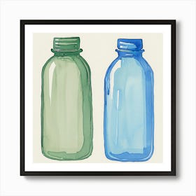 Watercolor Bottles Art Print