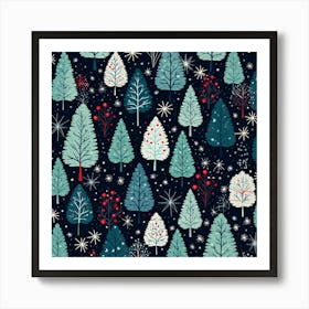 Christmas Trees pattern Art Print