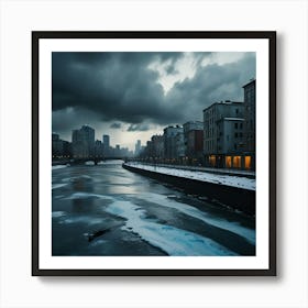 City Under A Stormy Sky Art Print