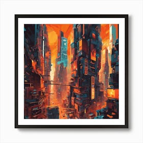 Dystopian World Cubism Style Art Print