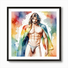 Watercolor Rainbow Man Art Print