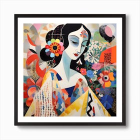 Abstract Asian Woman Art Print