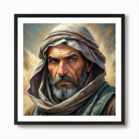 Portrait Of A Middle Eastern Man With A Beard And Turban Art Print