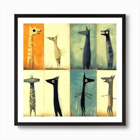 Vertical Dogs I Art Print