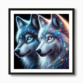 Electric Fantasy Wild Wolf Face 6 Art Print