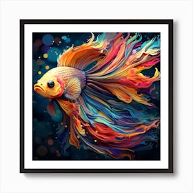 Colorful Siamese Betta Fish Art Art Print