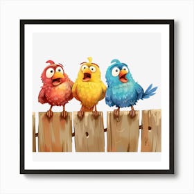 Birds On A Fence 1 Art Print