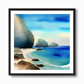 Watercolor Of A Beach Art Print