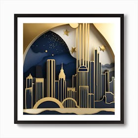 Chicago Skyline textured monochromatic Art Print