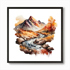 Watercolor Of A Mountain Stream 8 Art Print