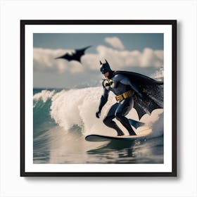 Batman Surfs Art Print