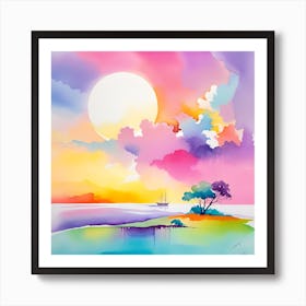 Sunset On The Island Art Print