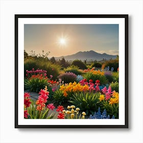 Colorful Flowers In A Garden 1 Art Print