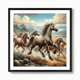 Horses In The Desert 1 Art Print