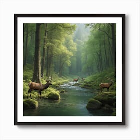 Deer In The Forest 2 Art Print