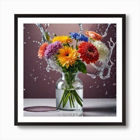 Water Splashing Flowers 1 Art Print