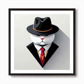 Maffia Cat In A Suit Art Print