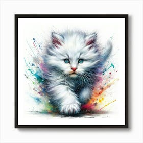 White Cat With Blue Eyes 15 Art Print